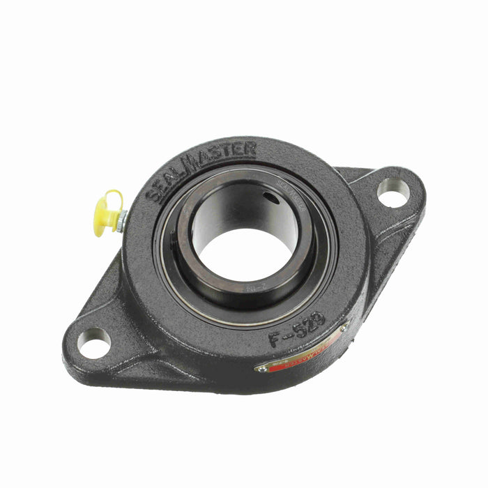 Sealmaster SFT-30 Mounted Ball Bearings, Black Oxide Bearing, 2 Bolt Flange Bearings, 1-7/8" Diameter, Cast Iron Housing, Set Screw Locking, Felt Labyrinth Seal, Wide Inner Race