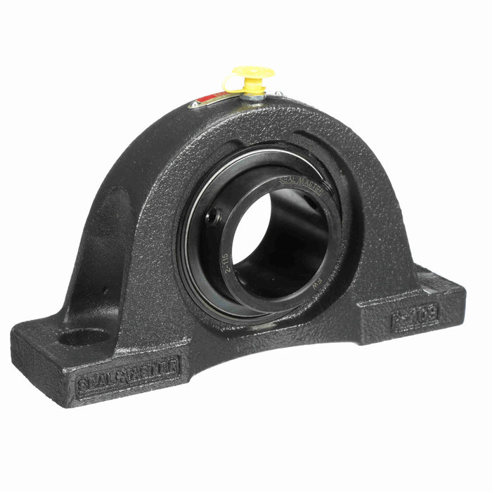 Sealmaster NPL-31 XLO Mounted Ball Bearings, Black Oxide Bearing, Pillow Block Bearings, 1-15/16" Diameter, Cast Iron Housing, Set Screw Locking, Felt Labyrinth Seal, Extra Low Drag, Wide Inner Race