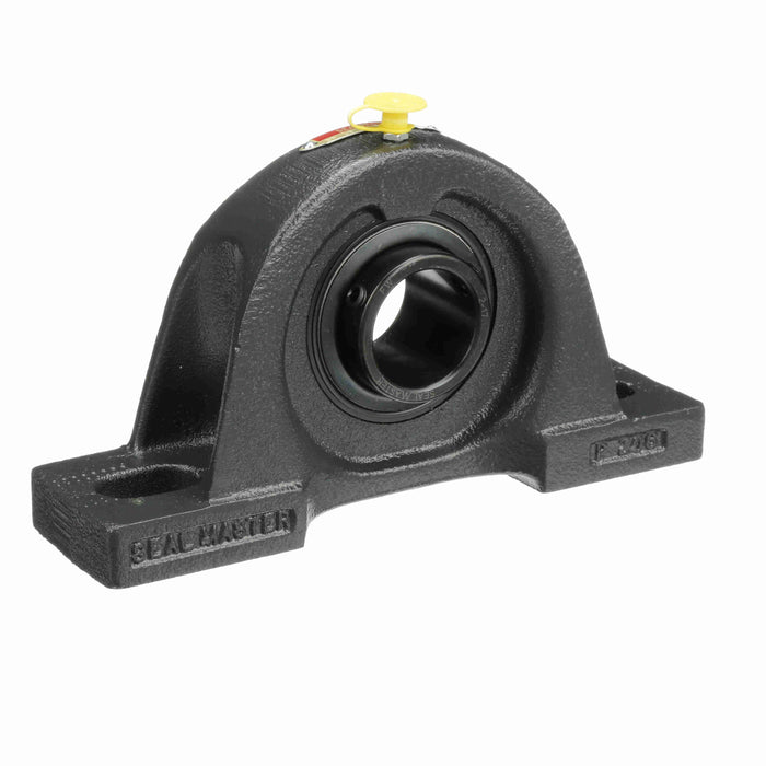 Sealmaster SP-23 Mounted Ball Bearings, Black Oxide Bearing, Pillow Block Bearings, 1-7/16" Diameter, Cast Iron Housing, Set Screw Locking, Felt Labyrinth Seal, Wide Inner Race