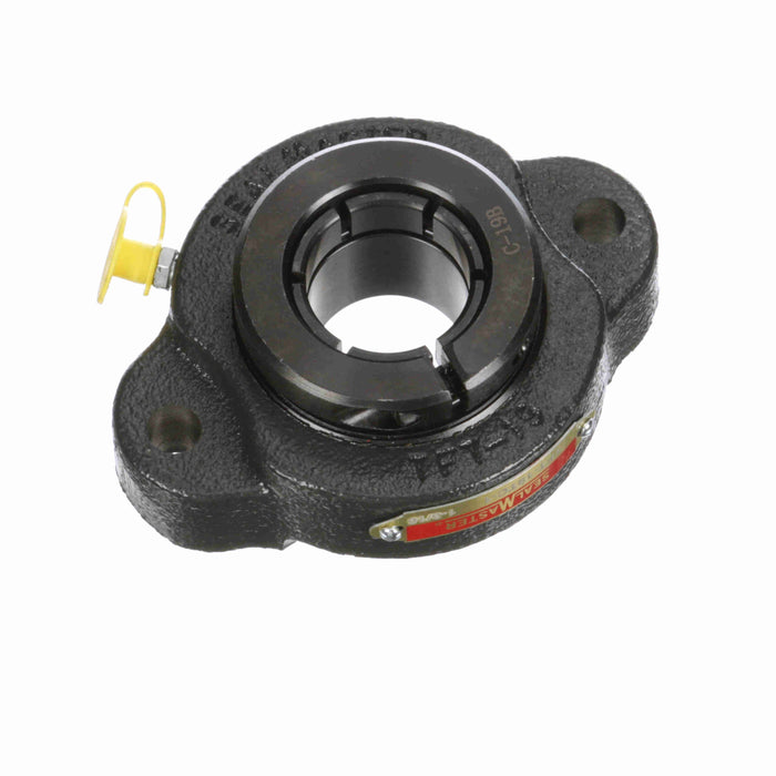 Sealmaster TFT-19TC-1 Mounted Ball Bearings, Black Oxide Bearing, 2 Bolt Flange Bearings, 1-3/16" Diameter, Cast Iron Housing, Concentric Locking, Contact Seal, Wide Inner Race