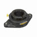 Sealmaster SFT-23T CXU Mounted Ball Bearings, Black Oxide Bearing, 2 Bolt Flange Bearings, 1-7/16" Diameter, Cast Iron Housing, Concentric Locking, Felt Labyrinth Seal, Air Handling Housing Fit, Wide Inner Race