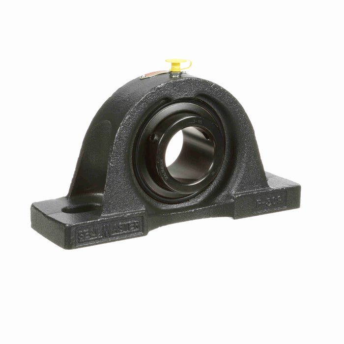 Sealmaster MP-306C Mounted Ball Bearings, Black Oxide Bearing, Pillow Block Bearings, 30mm Diameter, Cast Iron Housing, Set Screw Locking, Contact Seal, Wide Inner Race