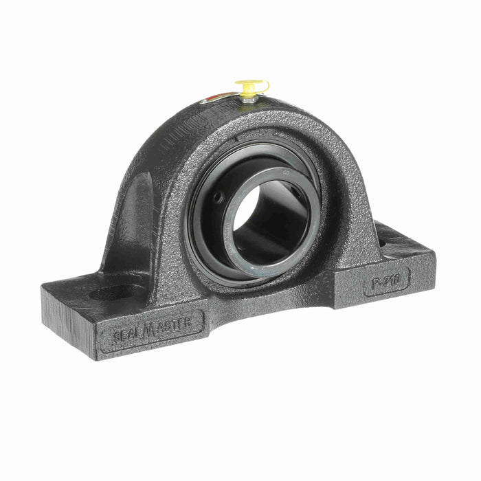 Sealmaster MP-35 Mounted Ball Bearings, Black Oxide Bearing, Pillow Block Bearings, 2-3/16" Diameter, Cast Iron Housing, Set Screw Locking, Felt Labyrinth Seal, Wide Inner Race