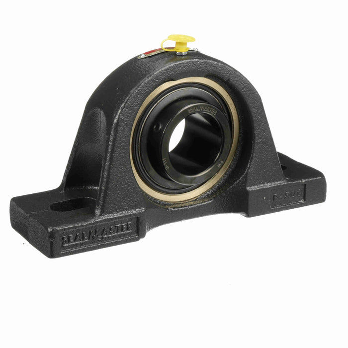 Sealmaster EMP-27 Mounted Ball Bearings, Black Oxide Bearing, Pillow Block Bearings, 1-11/16" Diameter, Cast Iron Housing, Set Screw Locking, Felt Labyrinth Seal, Wide Inner Race