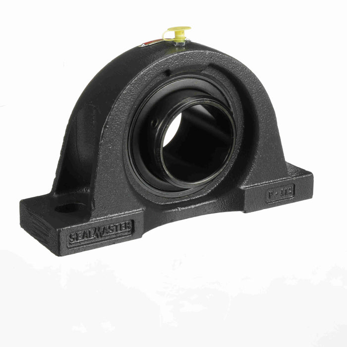 Sealmaster NPD-39 Mounted Ball Bearings, Black Oxide Bearing, Pillow Block Bearings, 2-7/16" Diameter, Cast Iron Housing, Double Set Screw Locking, Felt Labyrinth Seal, Wide Inner Race