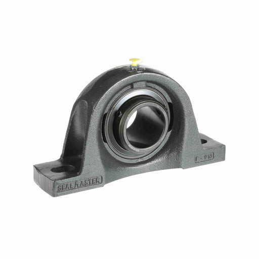 Sealmaster MSPD-47 Mounted Ball Bearings, Black Oxide Bearing, Pillow Block Bearings, 2-15/16" Diameter, Cast Iron Housing, Double Set Screw Locking, Felt Labyrinth Seal, Wide Inner Race