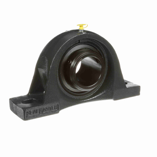 Sealmaster MSPD-47C Mounted Ball Bearings, Black Oxide Bearing, Pillow Block Bearings, 2-15/16" Diameter, Cast Iron Housing, Double Set Screw Locking, Contact Seal, Wide Inner Race