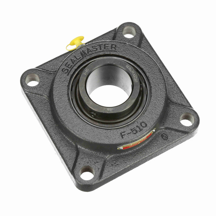 Sealmaster SF-32 DRT Mounted Ball Bearings, Black Oxide Bearing, 4 Bolt Flange Bearings, 2" Diameter, Cast Iron Housing, Set Screw Locking, Triple Lip Seal, High Contamination, Wide Inner Race