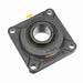 Sealmaster SF-32C Mounted Ball Bearings, Black Oxide Bearing, 4 Bolt Flange Bearings, 2" Diameter, Cast Iron Housing, Set Screw Locking, Contact Seal, Wide Inner Race