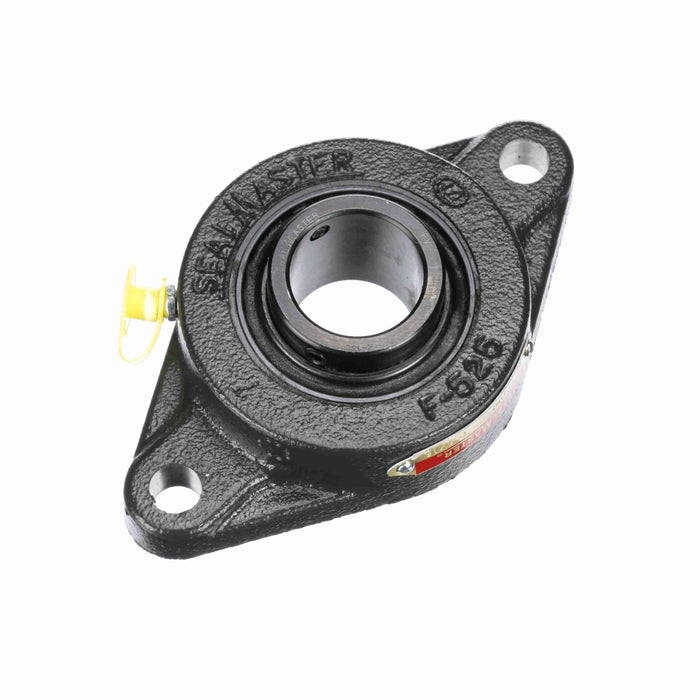 Sealmaster MSFT-16C Mounted Ball Bearings, Black Oxide Bearing, 2 Bolt Flange Bearings, 1" Diameter, Cast Iron Housing, Set Screw Locking, Contact Seal, Wide Inner Race