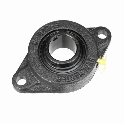 Sealmaster SFT-23C Mounted Ball Bearings, Black Oxide Bearing, 2 Bolt Flange Bearings, 1-7/16" Diameter, Cast Iron Housing, Set Screw Locking, Contact Seal, Wide Inner Race