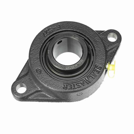 Sealmaster SFT-24C Mounted Ball Bearings, Black Oxide Bearing, 2 Bolt Flange Bearings, 1-1/2" Diameter, Cast Iron Housing, Set Screw Locking, Contact Seal, Wide Inner Race