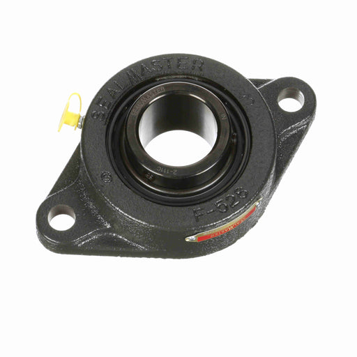 Sealmaster SFT-27C Mounted Ball Bearings, Black Oxide Bearing, 2 Bolt Flange Bearings, 1-11/16" Diameter, Cast Iron Housing, Set Screw Locking, Contact Seal, Wide Inner Race