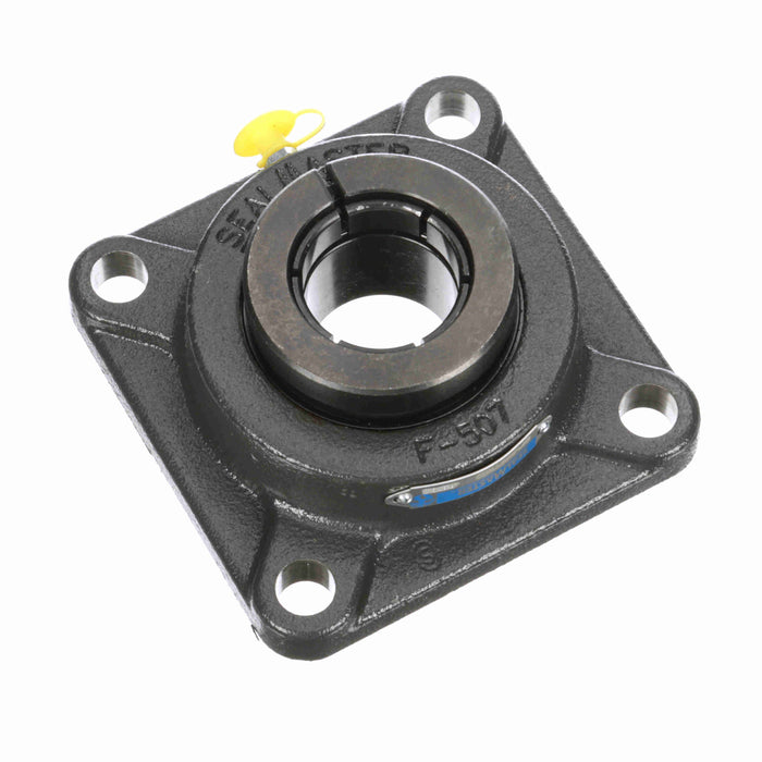 Sealmaster SF-208TMC Mounted Ball Bearings, Black Oxide Bearing, 4 Bolt Flange Bearings, 40mm Diameter, Cast Iron Housing, Concentric Locking, Contact Seal, Wide Inner Race