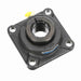 Sealmaster SF-208TMC Mounted Ball Bearings, Black Oxide Bearing, 4 Bolt Flange Bearings, 40mm Diameter, Cast Iron Housing, Concentric Locking, Contact Seal, Wide Inner Race