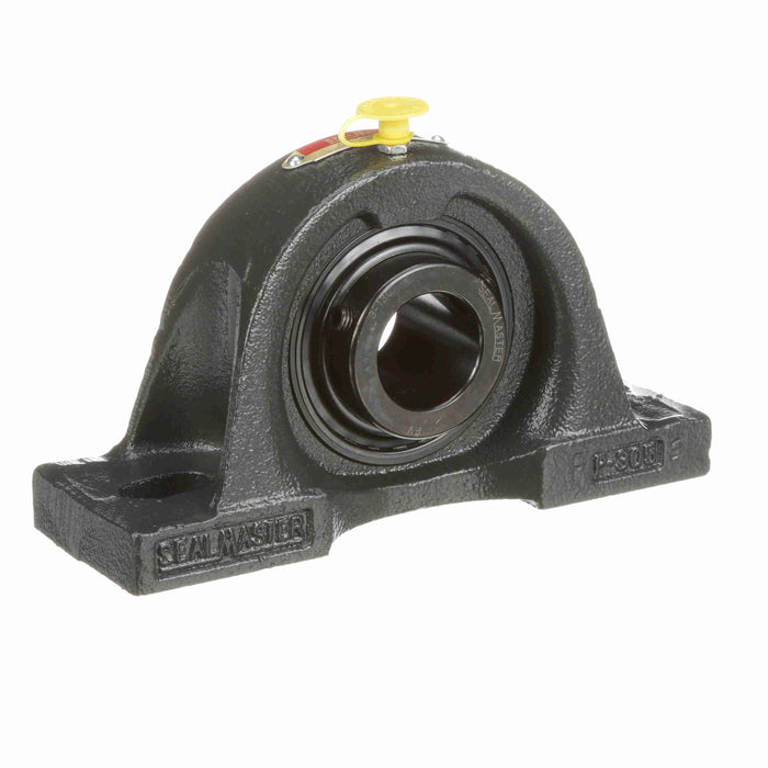 Sealmaster MP-19C Mounted Ball Bearings, Black Oxide Bearing, Pillow Block Bearings, 1-3/16" Diameter, Cast Iron Housing, Set Screw Locking, Contact Seal, Wide Inner Race