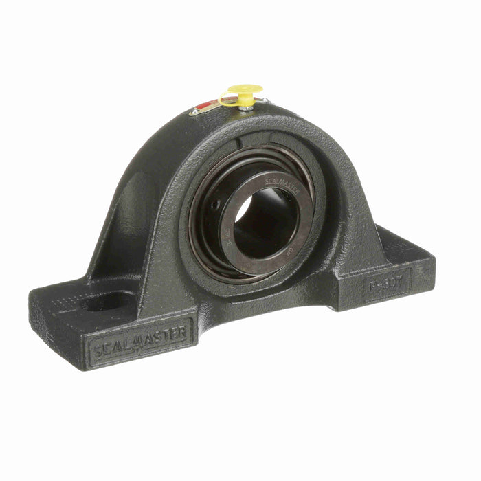 Sealmaster MP-314C Mounted Ball Bearings, Black Oxide Bearing, Pillow Block Bearings, 70mm Diameter, Cast Iron Housing, Set Screw Locking, Contact Seal, Wide Inner Race