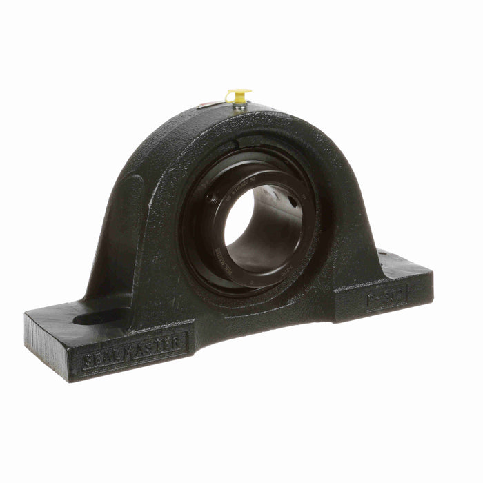 Sealmaster MP-46 Mounted Ball Bearings, Black Oxide Bearing, Pillow Block Bearings, 2-7/8" Diameter, Cast Iron Housing, Set Screw Locking, Felt Labyrinth Seal, Wide Inner Race