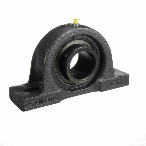 Sealmaster MP-47C Mounted Ball Bearings, Black Oxide Bearing, Pillow Block Bearings, 2-15/16" Diameter, Cast Iron Housing, Set Screw Locking, Contact Seal, Wide Inner Race