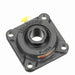 Sealmaster MSF-20C Mounted Ball Bearings, Black Oxide Bearing, 4 Bolt Flange Bearings, 1-1/4" Diameter, Cast Iron Housing, Set Screw Locking, Contact Seal, Wide Inner Race