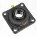 Sealmaster MSF-28C Mounted Ball Bearings, Black Oxide Bearing, 4 Bolt Flange Bearings, 1-3/4" Diameter, Cast Iron Housing, Set Screw Locking, Contact Seal, Wide Inner Race