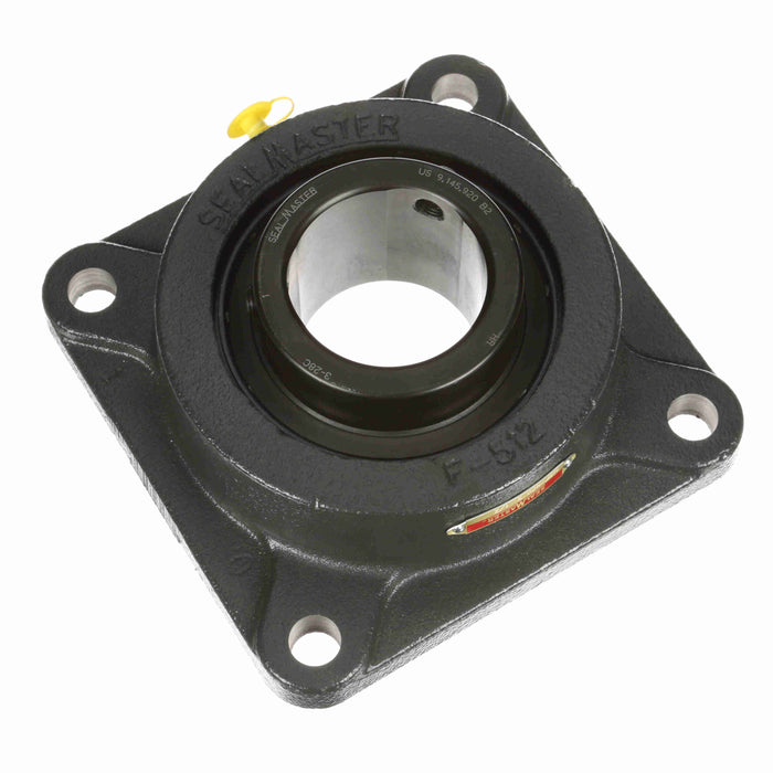 Sealmaster MSF-40C Mounted Ball Bearings, Black Oxide Bearing, 4 Bolt Flange Bearings, 2-1/2" Diameter, Cast Iron Housing, Set Screw Locking, Contact Seal, Wide Inner Race