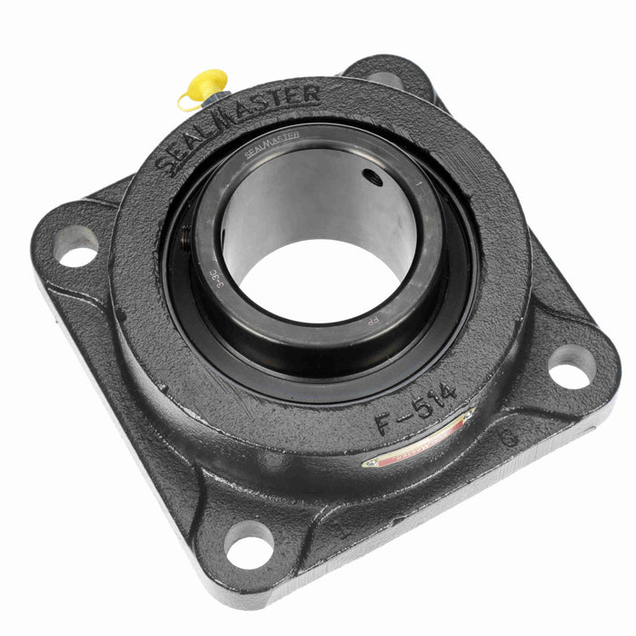 Sealmaster MSF-48C Mounted Ball Bearings, Black Oxide Bearing, 4 Bolt Flange Bearings, 3" Diameter, Cast Iron Housing, Set Screw Locking, Contact Seal, Wide Inner Race