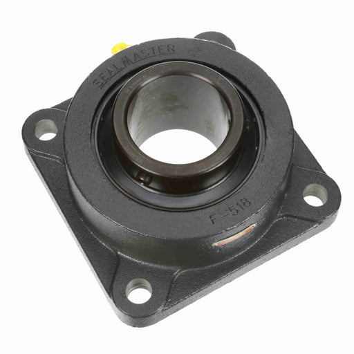 Sealmaster MSF-63C Mounted Ball Bearings, Black Oxide Bearing, 4 Bolt Flange Bearings, 3-15/16" Diameter, Cast Iron Housing, Set Screw Locking, Contact Seal, Wide Inner Race