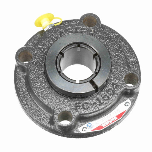 Sealmaster SFC-206TMC Mounted Ball Bearings, Black Oxide Bearing, 4 Bolt Piloted Flange Bearings, 30mm Diameter, Cast Iron Housing, Concentric Locking, Contact Seal, Wide Inner Race