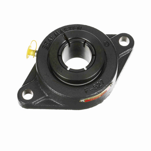 Sealmaster MSFT-19T XLO Mounted Ball Bearings, Black Oxide Bearing, 2 Bolt Flange Bearings, 1-3/16" Diameter, Cast Iron Housing, Concentric Locking, Felt Labyrinth Seal, Extra Low Drag, Wide Inner Race