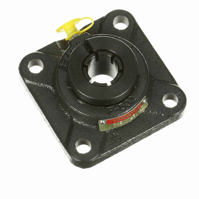 Sealmaster SF-12T Mounted Ball Bearings, Black Oxide Bearing, 4 Bolt Flange Bearings, 3/4" Diameter, Cast Iron Housing, Concentric Locking, Felt Labyrinth Seal, Wide Inner Race