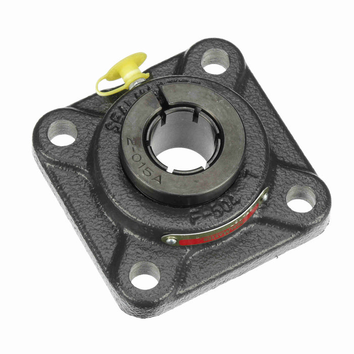 Sealmaster SF-16T Mounted Ball Bearings, Black Oxide Bearing, 4 Bolt Flange Bearings, 1" Diameter, Cast Iron Housing, Concentric Locking, Felt Labyrinth Seal, Wide Inner Race