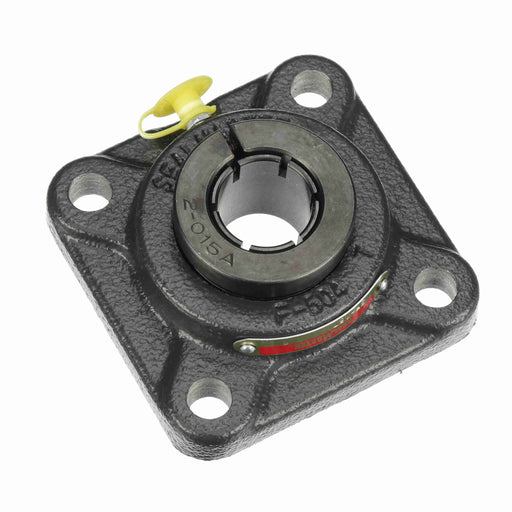 Sealmaster SF-16T CXU Mounted Ball Bearings, Black Oxide Bearing, 4 Bolt Flange Bearings, 1" Diameter, Cast Iron Housing, Concentric Locking, Felt Labyrinth Seal, Air Handling Housing Fit, Wide Inner Race