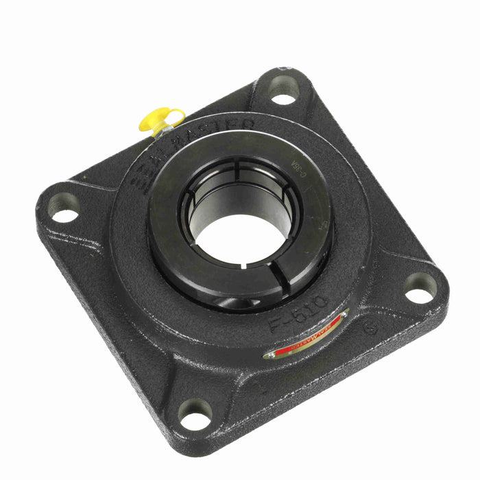 Sealmaster SF-32T Mounted Ball Bearings, Black Oxide Bearing, 4 Bolt Flange Bearings, 2" Diameter, Cast Iron Housing, Concentric Locking, Felt Labyrinth Seal, Wide Inner Race