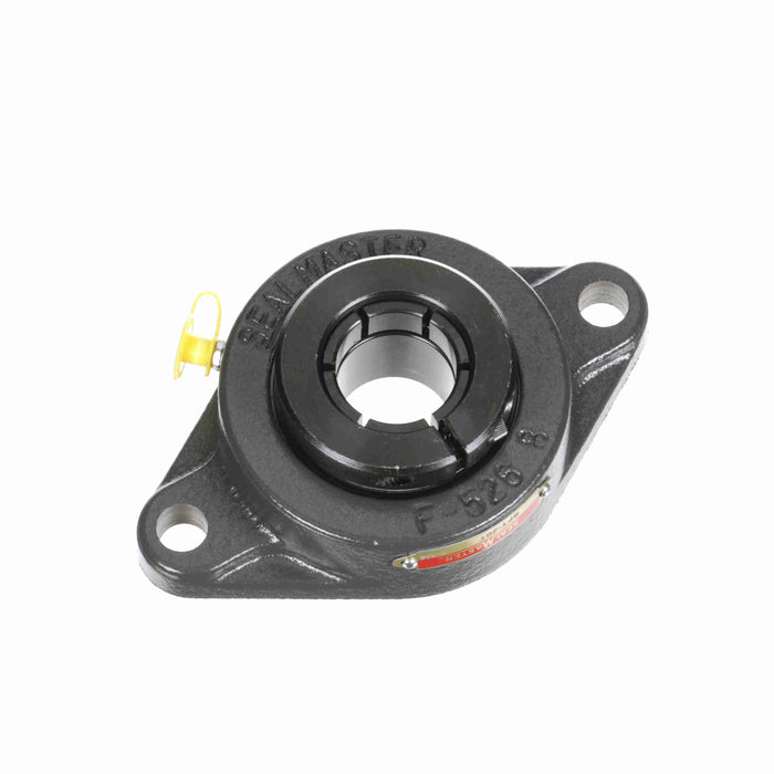 Sealmaster SFT-20T Mounted Ball Bearings, Black Oxide Bearing, 2 Bolt Flange Bearings, 1-1/4" Diameter, Cast Iron Housing, Concentric Locking, Felt Labyrinth Seal, Wide Inner Race