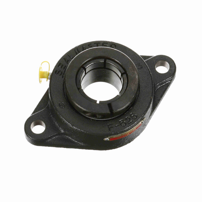 Sealmaster SFT-27T Mounted Ball Bearings, Black Oxide Bearing, 2 Bolt Flange Bearings, 1-11/16" Diameter, Cast Iron Housing, Concentric Locking, Felt Labyrinth Seal, Wide Inner Race