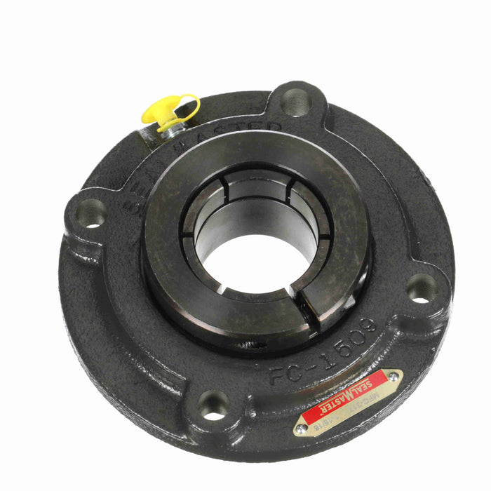 Sealmaster MFC-31T Mounted Ball Bearings, Black Oxide Bearing, 4 Bolt Piloted Flange Bearings, 1-15/16" Diameter, Cast Iron Housing, Concentric Locking, Felt Labyrinth Seal, Wide Inner Race