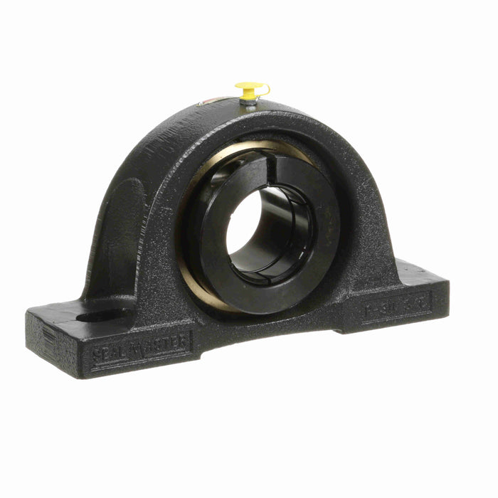 Sealmaster EMP-39T Mounted Ball Bearings, Black Oxide Bearing, Pillow Block Bearings, 2-7/16" Diameter, Cast Iron Housing, Concentric Locking, Felt Labyrinth Seal, Wide Inner Race