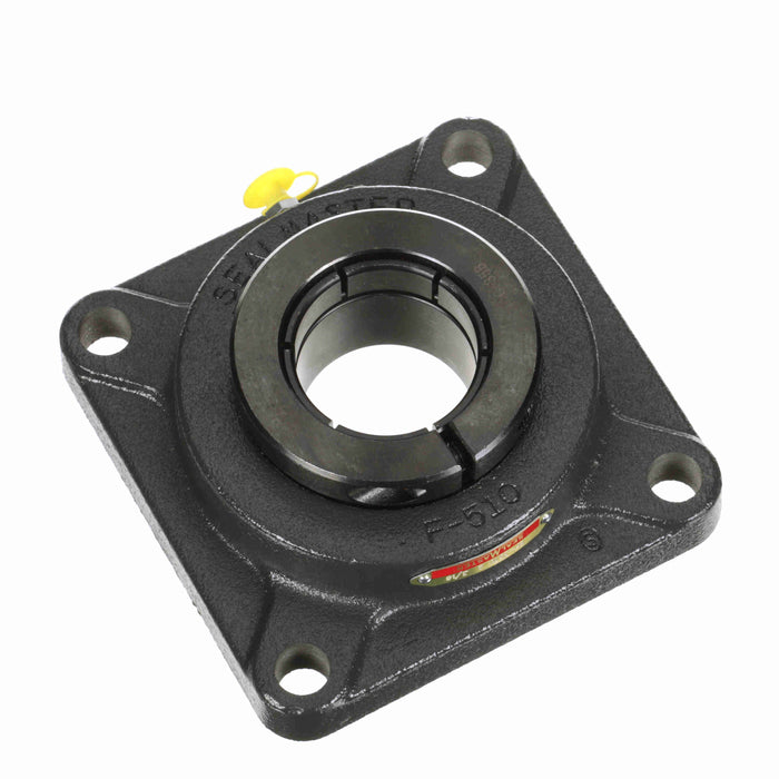 Sealmaster SF-35TC CSJ Mounted Ball Bearings, Black Oxide Bearing, 4 Bolt Flange Bearings, 2-3/16" Diameter, Cast Iron Housing, Concentric Locking, Felt Labyrinth Seal, 45 Degree Grease Fitting, Wide Inner Race