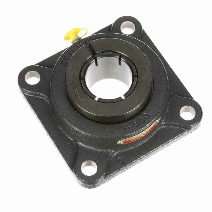 Sealmaster MSF-19TC Mounted Ball Bearings, Black Oxide Bearing, 4 Bolt Flange Bearings, 1-3/16" Diameter, Cast Iron Housing, Concentric Locking, Contact Seal, Wide Inner Race