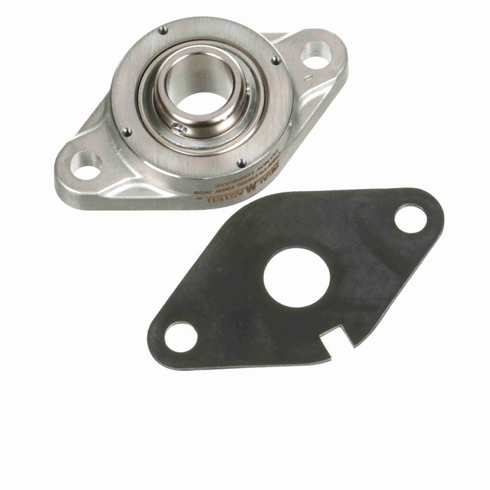 Sealmaster CRBFTS-PN205 RMW Mounted Ball Bearings, Phosphorous Nickel Coated Bearing, 2 Bolt Flange Bearings, 25mm Diameter, Stainless Steel Housing, Set Screw Locking, High Performance Seal (HPS), Reduced Maintenance - Lubed for Life, Machined For Bolt on End Cap and Backside Shield Included, Wide Inner Race