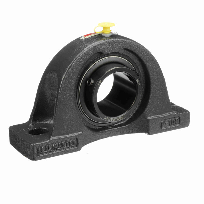 Sealmaster NP-210 Mounted Ball Bearings, Black Oxide Bearing, Pillow Block Bearings, 50mm Diameter, Cast Iron Housing, Set Screw Locking, Felt Labyrinth Seal, Wide Inner Race