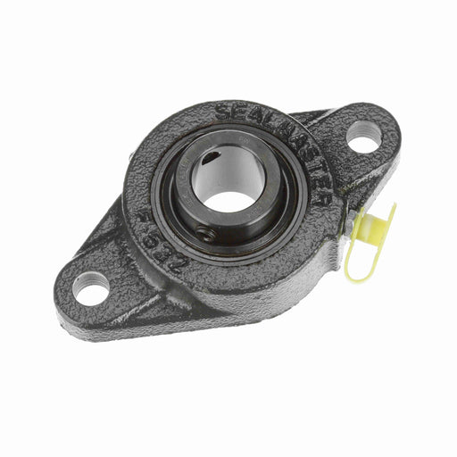 Sealmaster SFT-204 Mounted Ball Bearings, Black Oxide Bearing, 2 Bolt Flange Bearings, 20mm Diameter, Cast Iron Housing, Set Screw Locking, Felt Labyrinth Seal, Wide Inner Race