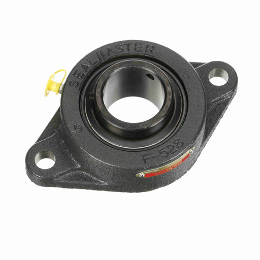 Sealmaster SFT-209C Mounted Ball Bearings, Black Oxide Bearing, 2 Bolt Flange Bearings, 45mm Diameter, Cast Iron Housing, Set Screw Locking, Contact Seal, Wide Inner Race