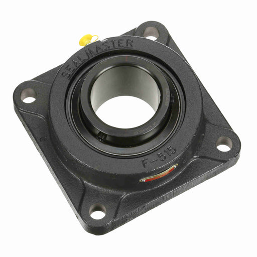 Sealmaster MSF-316 Mounted Ball Bearings, Black Oxide Bearing, 4 Bolt Flange Bearings, 80mm Diameter, Cast Iron Housing, Set Screw Locking, Felt Labyrinth Seal, Wide Inner Race