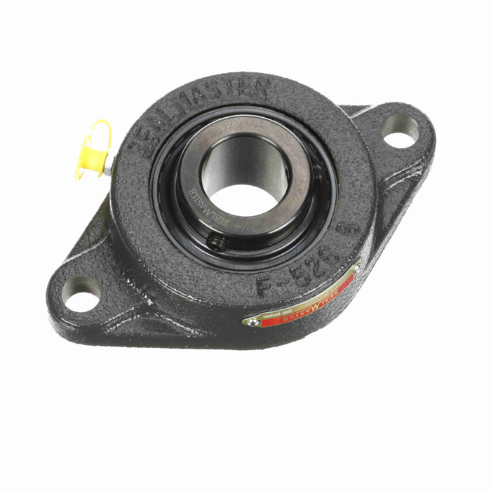 Sealmaster MSFT-306C Mounted Ball Bearings, Black Oxide Bearing, 2 Bolt Flange Bearings, 30mm Diameter, Cast Iron Housing, Set Screw Locking, Contact Seal, Wide Inner Race