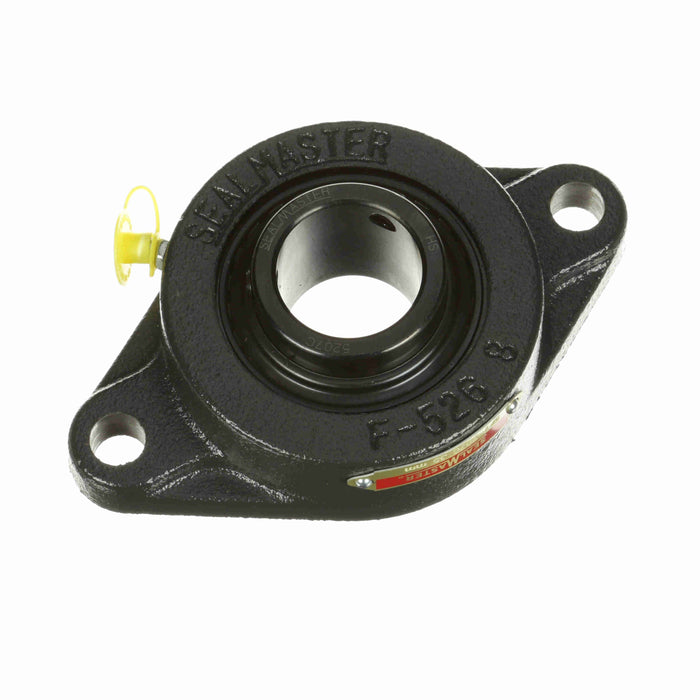 Sealmaster SFT-207C Mounted Ball Bearings, Black Oxide Bearing, 2 Bolt Flange Bearings, 35mm Diameter, Cast Iron Housing, Set Screw Locking, Contact Seal, Wide Inner Race