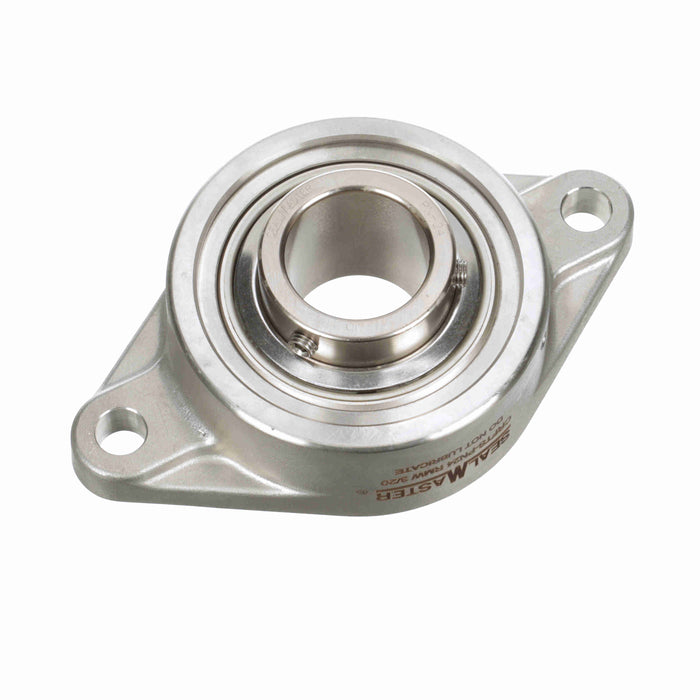 Sealmaster CRFTS-PN24 RMW Mounted Ball Bearings, Phosphorous Nickel Coated Bearing, 2 Bolt Flange Bearings, 1-1/2" Diameter, Stainless Steel Housing, Set Screw Locking, High Performance Seal (HPS), Reduced Maintenance - Lubed for Life, Wide Inner Race