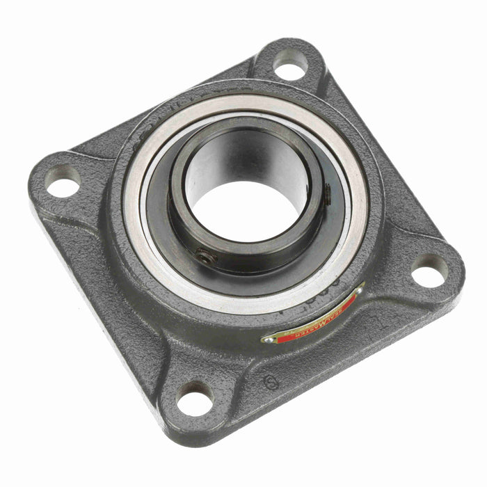 Sealmaster SFMH-23 Mounted Ball Bearings, Black Oxide Bearing, 4 Bolt Flange Bearings, 1-7/16" Diameter, Cast Iron Housing, Set Screw Locking, Felt Labyrinth Seal, Wide Inner Race