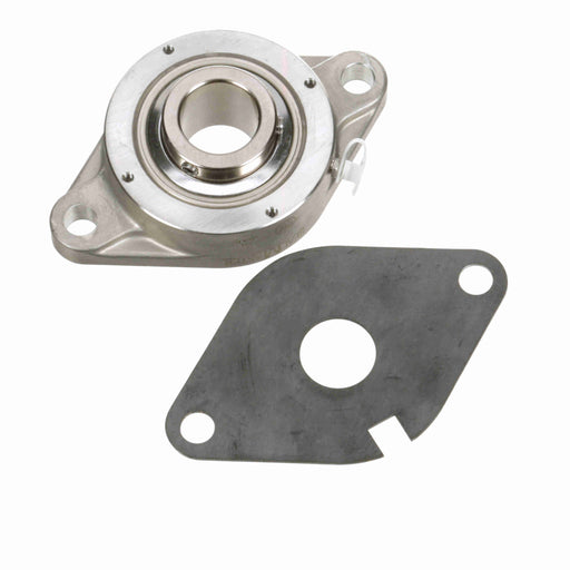 Sealmaster CRBFTS-PN22 Mounted Ball Bearings, Phosphorous Nickel Coated Bearing, 2 Bolt Flange Bearings, 1-3/8" Diameter, Stainless Steel Housing, Set Screw Locking, High Performance Seal (HPS), Machined For Bolt on End Cap and Backside Shield Included, Wide Inner Race